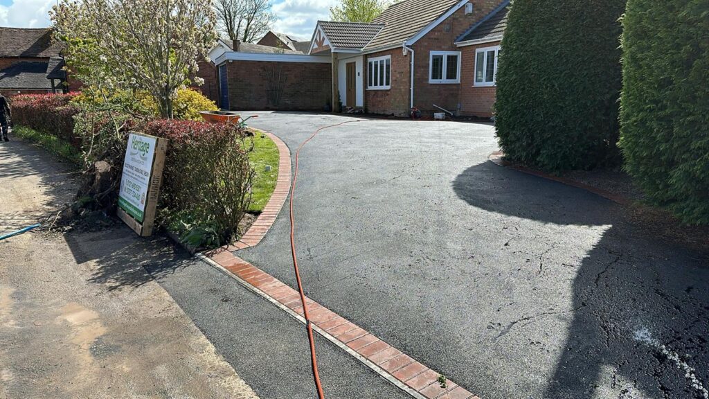 Asphalt driveway newly laid 